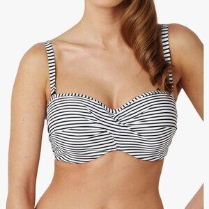 32G Panache Women's Swim Anya Stripe Bra-Sized Bandeau Bikini Top with Detachabl